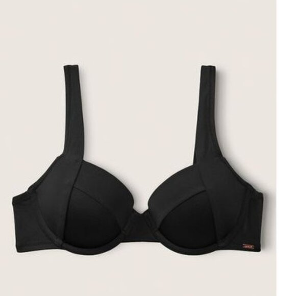 NWT Victoria's Secret Pink Black Push Up Bikini Top size small Black swim - Picture 1 of 4